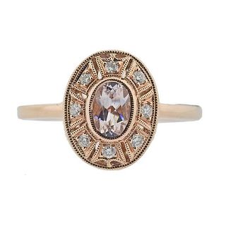 14k Rose Gold Diamond Morganite Ring