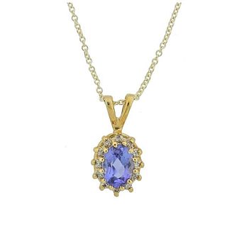 14k Gold Tanzanite Diamond Pendant Necklace