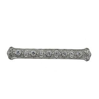 Art Deco Platinum Gold Diamond Bar Brooch Pin