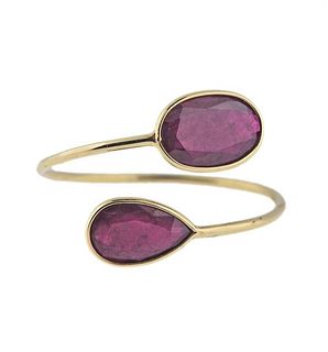18k Gold Ruby Bypass Ring