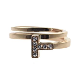 Tiffany &amp; Co T 18k Gold Diamond Square Wrap Ring