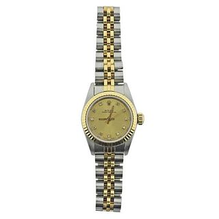 Rolex Oyster 18k Gold Steel lady&#39;s Diamond Watch 67193