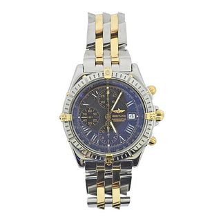 Breitling Crosswind Racing 18k Gold Steel Chronograph Watch B13355