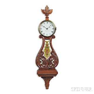 Elmer Stennes Carved Mahogany Lyre Clock