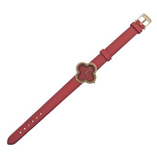 Van Cleef &amp; Arpels Alhambra 18k Rose Gold Red Watch HH43562