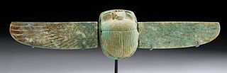 Egyptian Glazed Faience Winged Scarab Mummy Ornaments