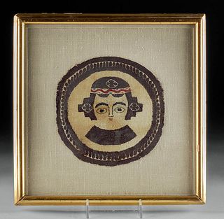 Egyptian Coptic Textile Roundel Bust of Female