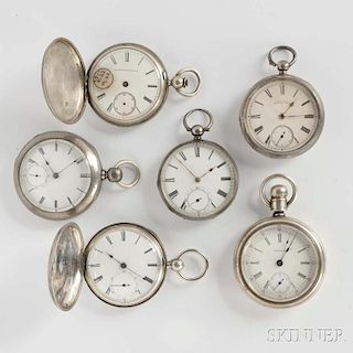 Six Waltham Silver Pocket Watches