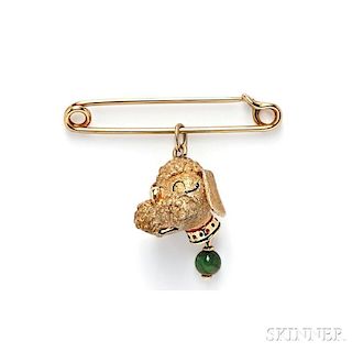 Whimsical 14kt Gold and Enamel Poodle Charm