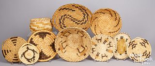 Ten Papago Indian coiled baskets