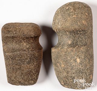 Two Indian 3/4 groove stone axe heads