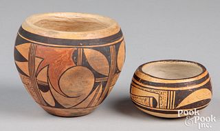 Two Hopi Pueblo Indian polychrome pottery vessels