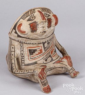 Mata Ortiz Indian polychrome pottery seated effigy