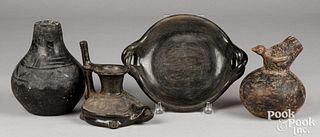 Four Native American Indian pottery items
