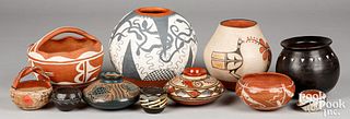 Various Native American style pottery items