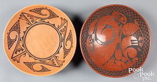 Two contemporary Native American pottery bowls