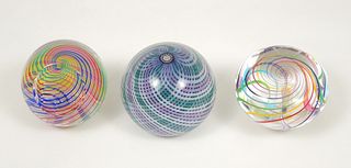 (3) Art Glass Swirl Paperweights.