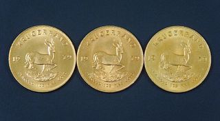 (3) South Africa 1979 Gold Krugerrands.