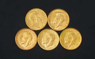 (5) British Gold Sovereigns.