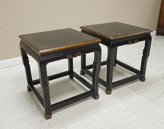 Pair of Chinese Black Lacquer Side Tables.