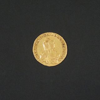 1756 Russia 2 Ruble Gold Coin.