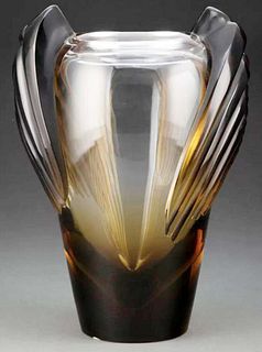 Marraketch, A LALIQUE Sculptural Amber Crystal Vase