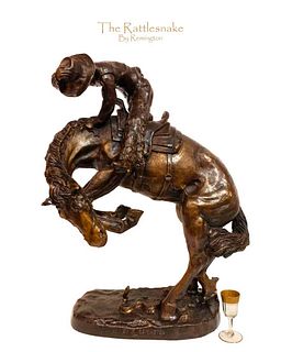 The Rattlesnake, A Large Remington Bronze Statue Signed