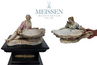 A Pair of 19th C. Large Meissen Sweet Meat Dishes