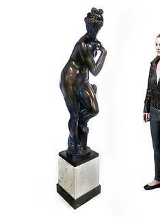 A Monumental 19th C. Bronze Sculpture with Marble Base