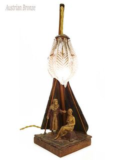 The Harem, Austrian Orientalist Bronze Figurines Lamp