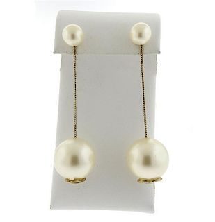 Chanel Double Pearl Long Drop Costume Earrings