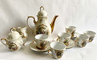 A Set of 9 Pieces Vintage Austrian Porcelain Coffee Service