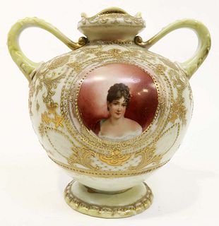 19th C. German Hand Painted Porcelain Vase