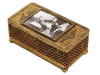 A French Bronze Jewelry Box With Shah of Iran Picture