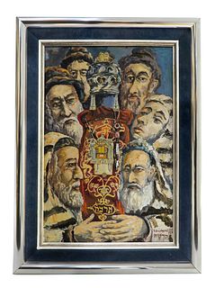 Rabbis by Tadeusza Gajewskiego, A Judaica Watercolor