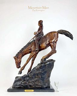 Mountain Man, A Large Bronze Statue, Remington Signed