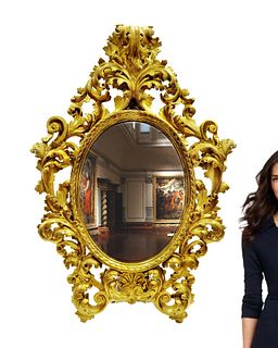 A LARGE GILTWOOD ROCOCO STYLE MIRROR, LATE 19TH CENTURY