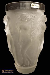 A Large & Heavy Nachtmann Frosted Crystal Nymphs Vase