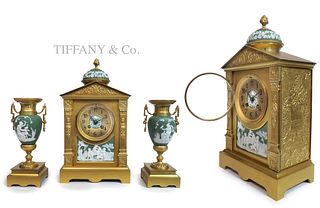 19th C. Tiffany & Co Wedgwood Clock set