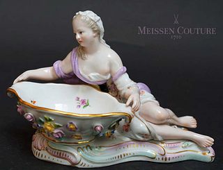 A German Meissen Porcelain Figural Centerpiece, Signed