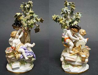 19th C. German Meissen Porcelain Figurine Group, Signed