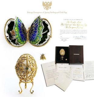 Faberge Emergence of Spring Sterling and 18K Gold Egg