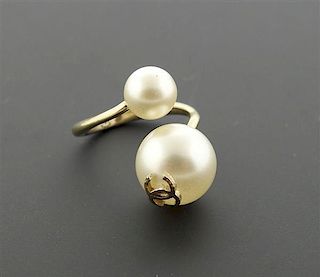 Chanel Costume Pearl Bypass Ring
