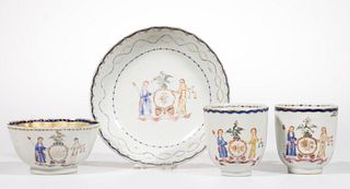 CHINESE EXPORT PORCELAIN AMERICAN MARKET TEA ARTICLES, LOT OF FOUR