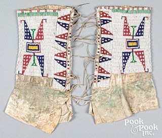 Pair of Sioux Indian women's beaded leggings