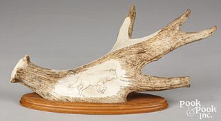 Native American Indian elk horn cribbage board