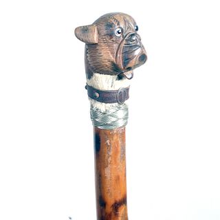 Carved Bulldog Glove Holder Cane