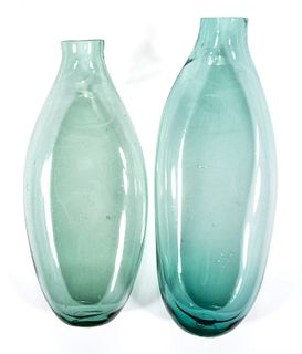 FREE-BLOWN GLASS FLASKS, LOT OF TWO