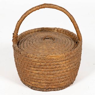 AMERICAN RYE-STRAW BASKET WITH COVER