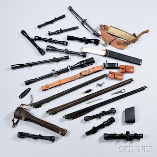 Group of Scopes and Miscellaneous Shotgun Parts